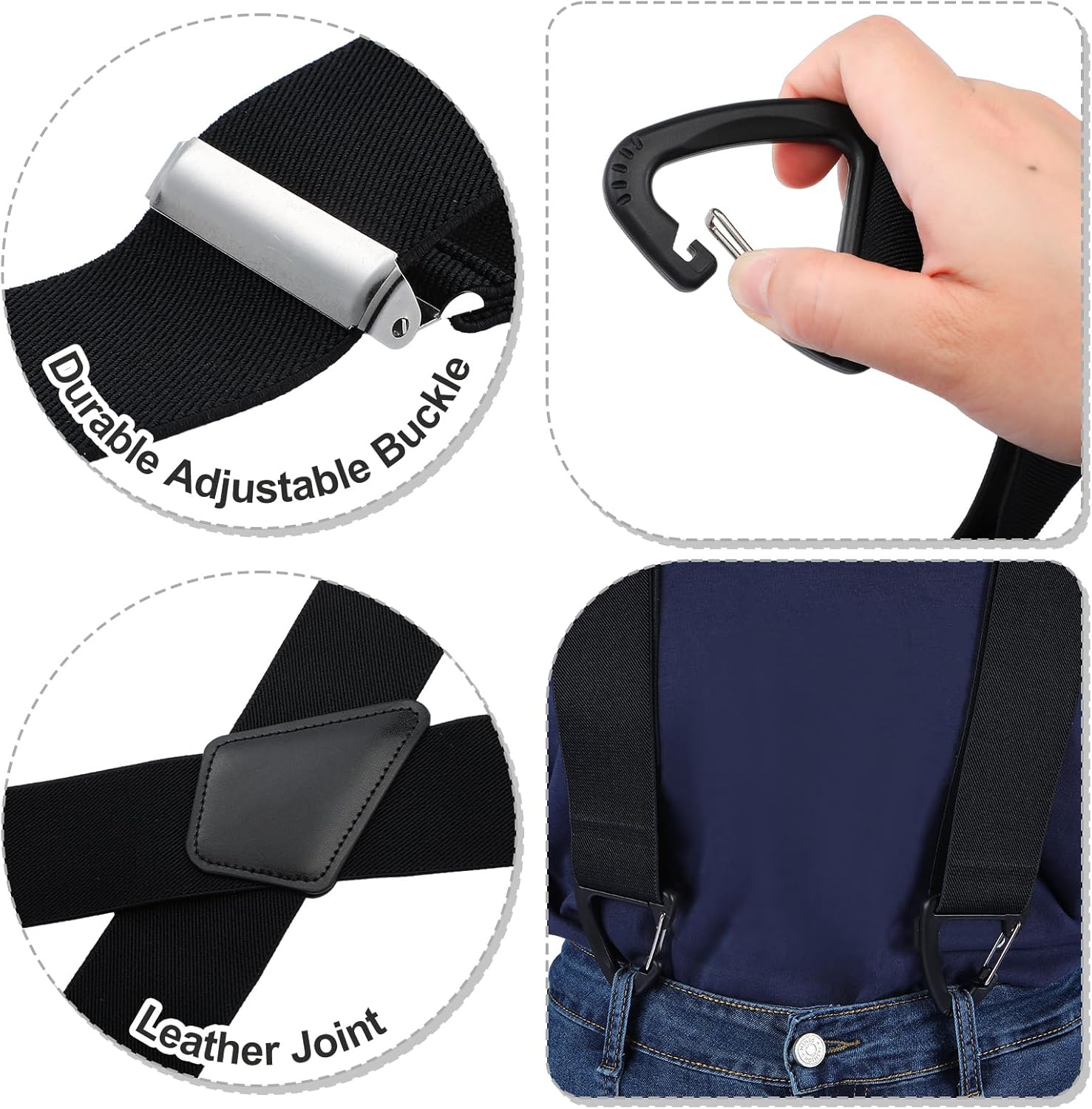 2 Inches Wide Men's Heavy Duty Suspender Hidden Work x Back Tool Adjustable Suspenders with Clips for Men Under Clothes Shirt Jeans Pants - Image 3