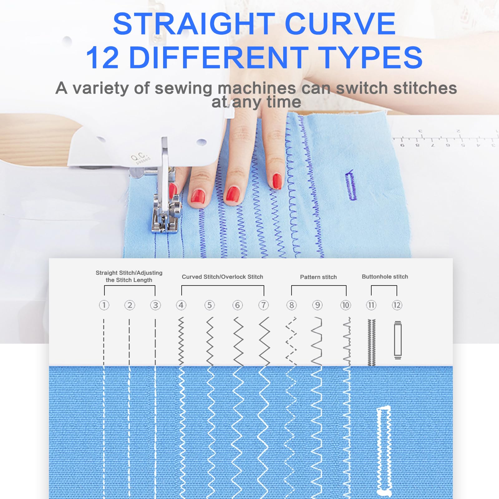 Macchina Da Cucire Per Principianti 12 Programmi - Elettrica, Portatile Con Pedale E Luce LED - Kit Cucito