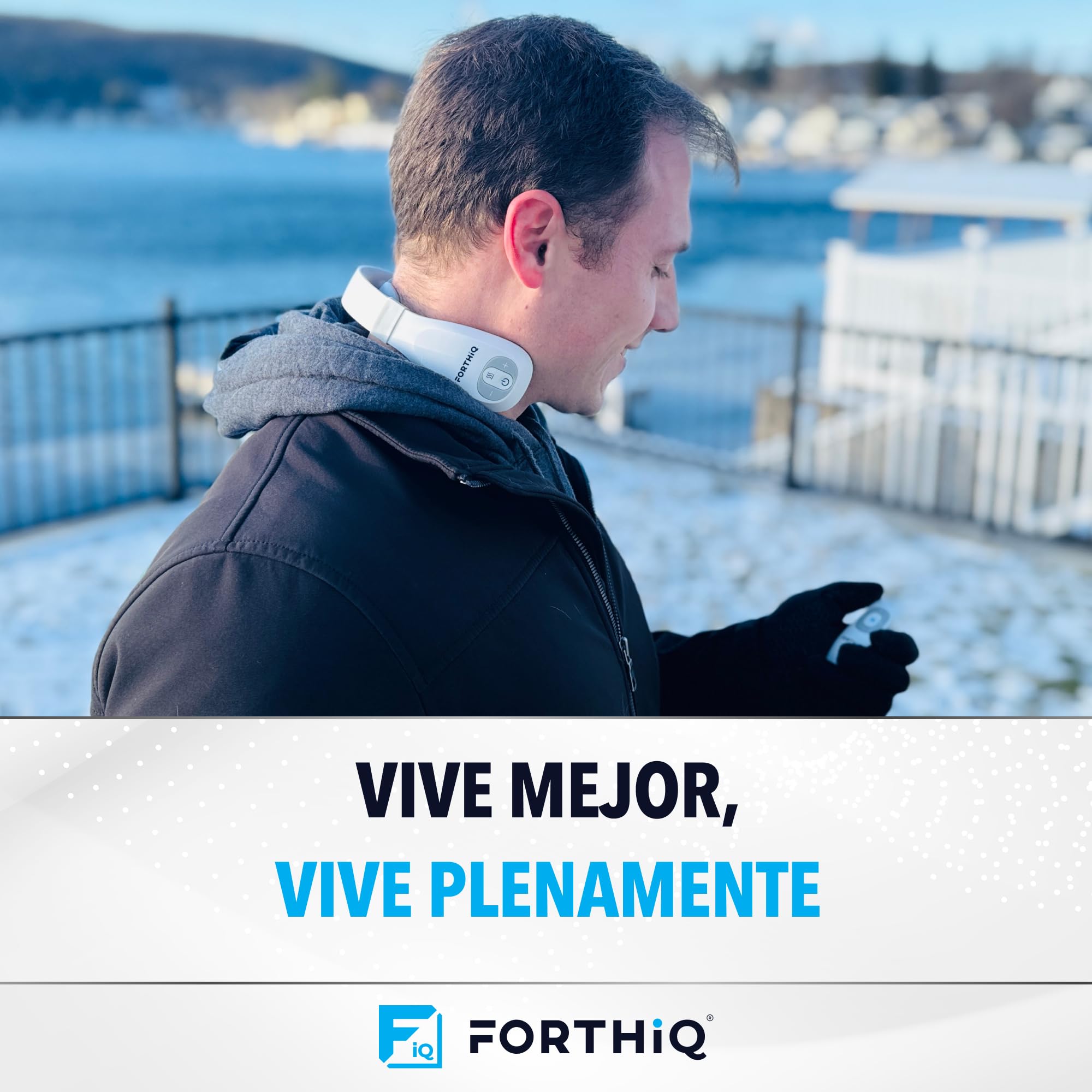 FORTHiQ Máquina TENS para el Cuello con Calor, Masajeador Eléctrico para Aliviar el Dolor, 15 Niveles de Intensidad, Masaje de Tejido Profundo, Portátil y Relajante