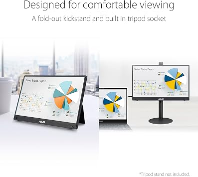 ASUS ZenScreen MB16AHG portable monitor — 15.6-inch FHD (1920 x 1080), IPS, 144Hz, USB-C, Mini-HDMI, Freesync Premium™, Ergo kickstand, Tripod socket, Flicker Free, Low Blue Light