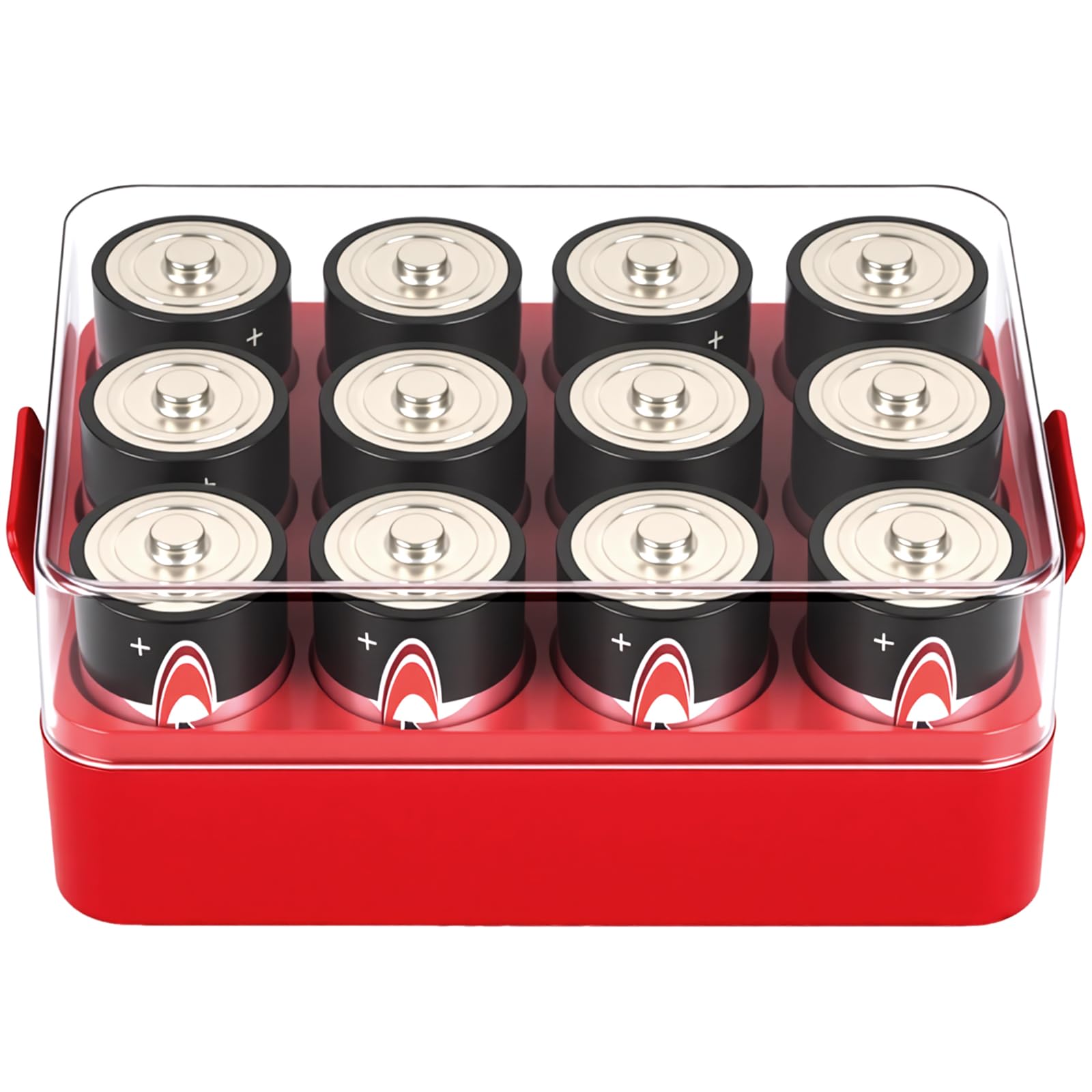 ALCYON Plastic Battery Organizer Storage Case for 12 D Batteries