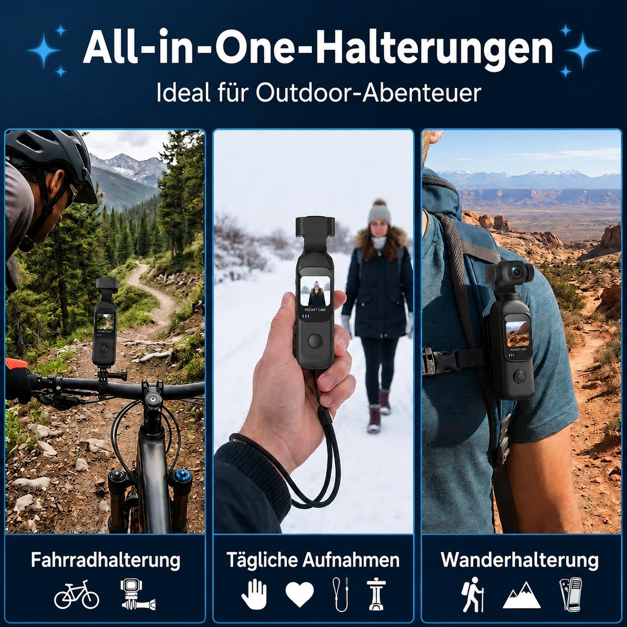 Vlog Kamera 1080P, Digitalkamera mit Drehobjektiv und Touchscreen | 130°/270° schwenkbares Objektiv, 14 Std. Aufnahmezeit, Ladegriff und 64GB Karte. Ideal für Reisen, Vlogs und Outdoor.