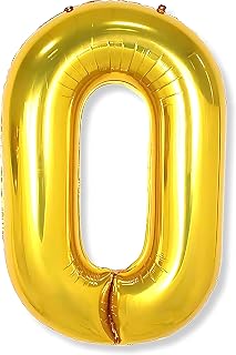 Flyloons 0 number Golden Foil Balloon 16 inch Size Birthday Decoration Items Pack of 1 | 1st Year Balloons | Zero Price In India
