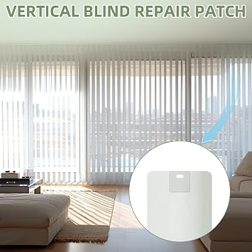 60 PCS Vertical Blind Repair Tabs Kit, Clear Strong Adhesive PVC Fixers & Vertical Blinds Replacement Slats, Blind Fixer Tabs Invisible Snap in Repair Patches, Easy DIY Fix No Tools Needed