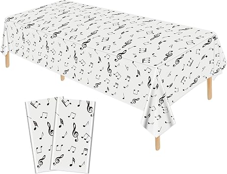2 Pack Musical Notes Tablecloths 51 x 86 Inch Reusable Rectangular Music Tablecovers Musical Notes Theme Birthday Party Decoration for Music Party Decoration Supplies