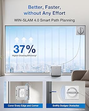 ECOVACS WINBOT W2 PRO Omni Portable Window Cleaning Robot with Multi-Functional Station, Charging While Working, Intelligent Cleaning with Triple Nozzle Water Sprayer, 12-Level Protection