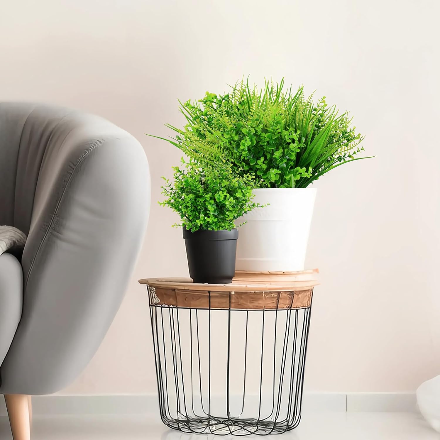 18PCS Outdoor Artificial Fern Plants UV Resistant Greenery Shrubs Plants Outside Artificial Grass Faux Plastic Placnts for Window Box Planter Hanging Basket Home Garden Decorating (Mixed Green)