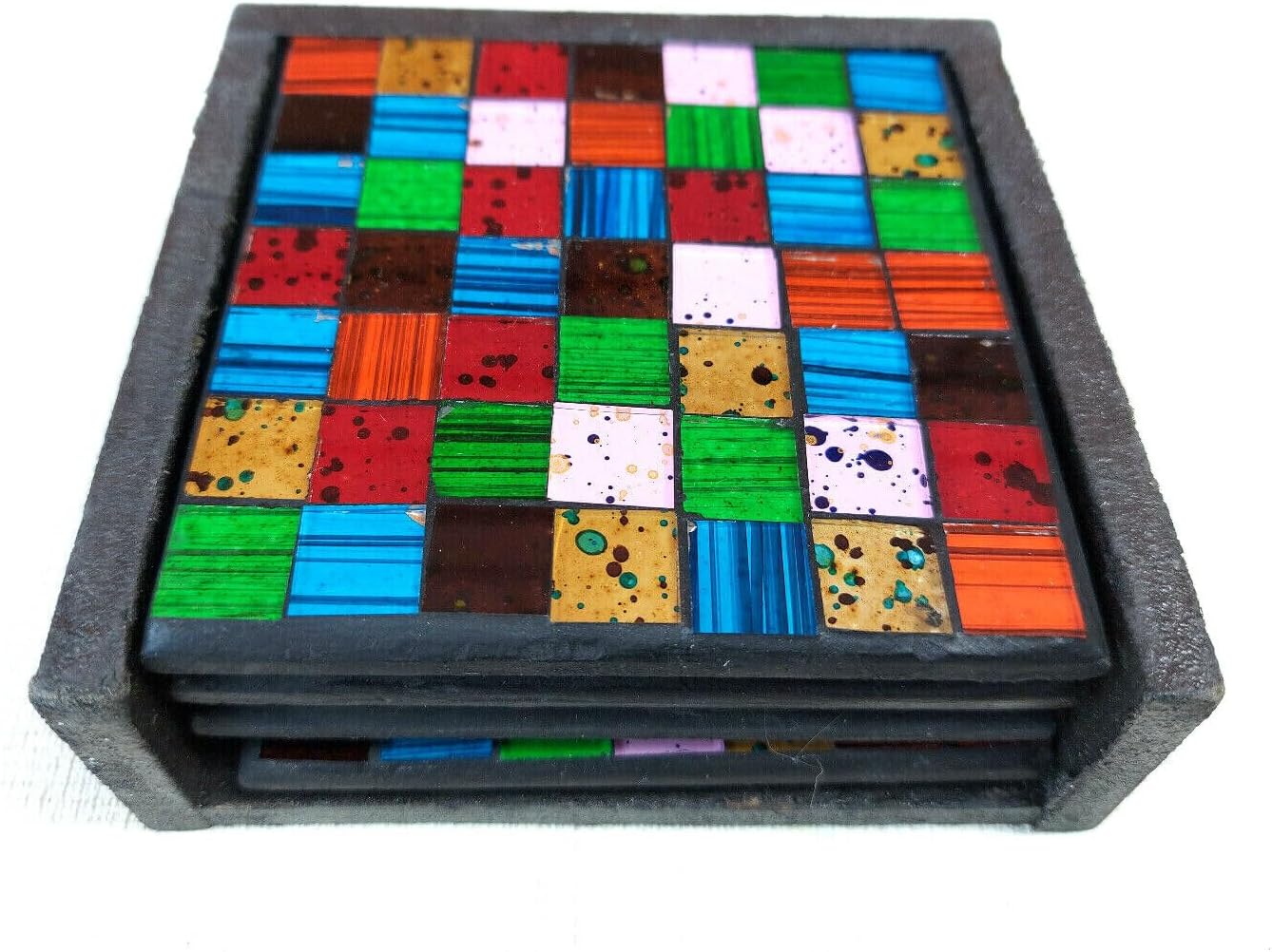 Multicoloured Mosaic Coasters - Set of 4