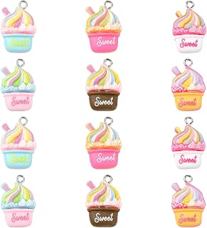 KitBeads 60pcs 6 Colors Resin Ice Cream Charms for Jewelry Making