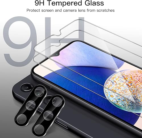 Miniatura 3 de JETech Protector de pantalla para Samsung Galaxy A14 5G de 66 pulgadas con protector de lente de cámara película de vidrio templado HD transparente