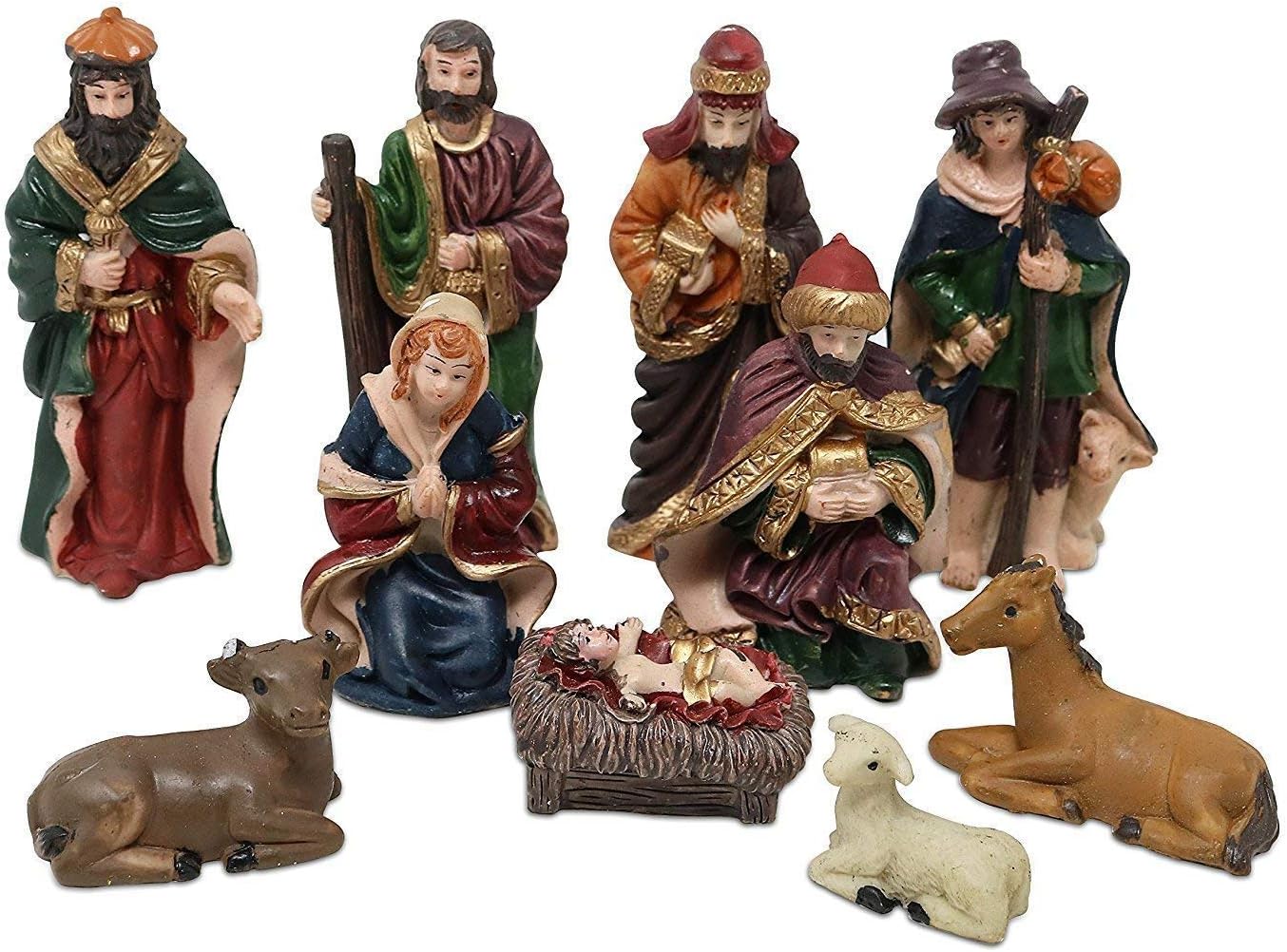 Statue Nativity Scene Set Baby Jesus Manger Christmas Crib Figurines Miniatures Ornament Church Xmas Gift Home Decoration