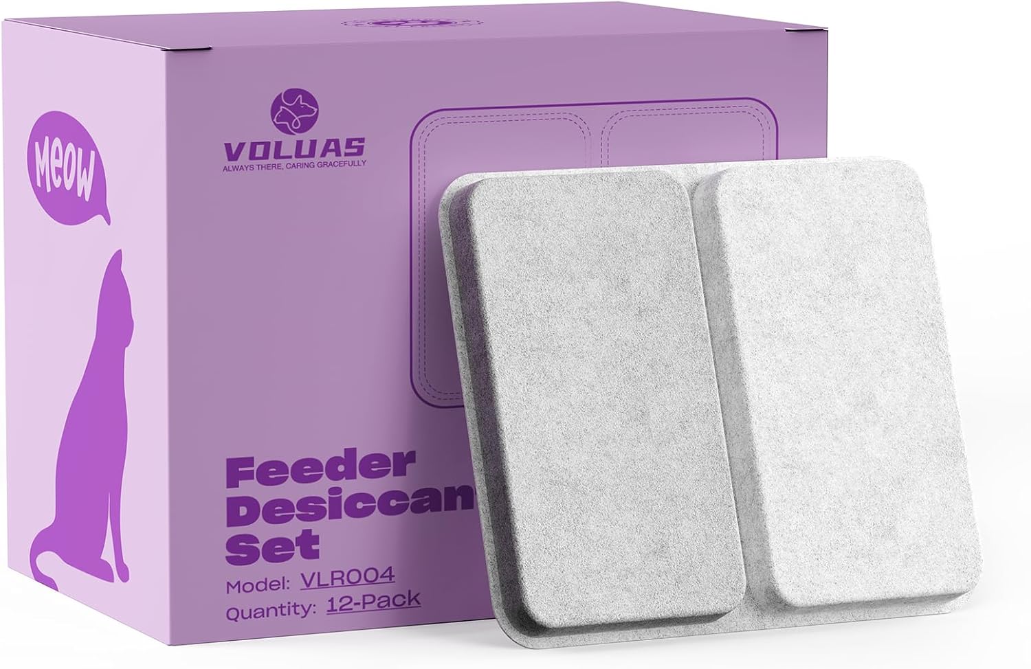Voluas Pet Food Desiccant Bags for Automatic Feeders 8 Pack | Maintain dry pet food quality with individually sealed silica gel packets for cat dog feeder