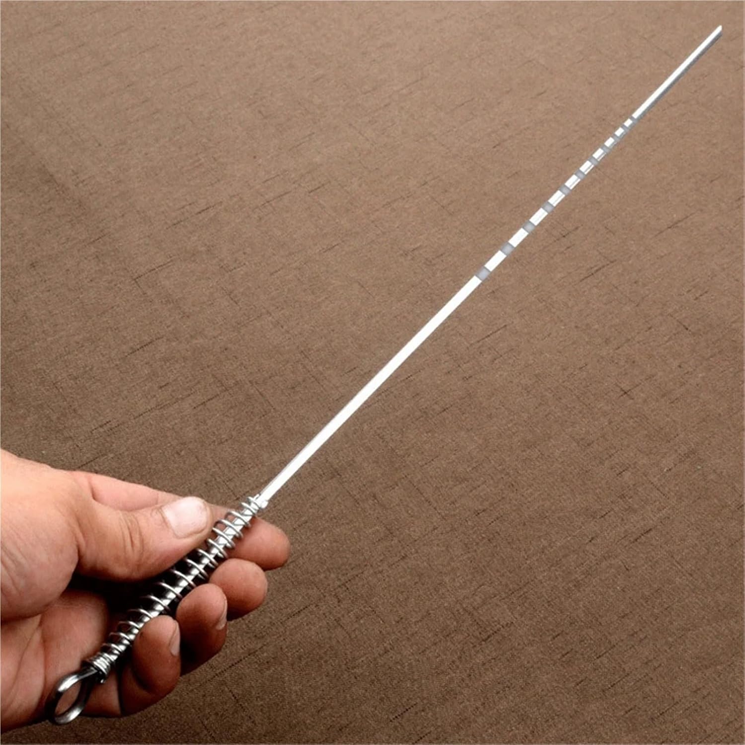 50cm Stainless Steel BBQ Skewer Barbecue Tool Spring Handle Kebab Flat BBQ Needle Outdoor Picnic Accessories 10pcs