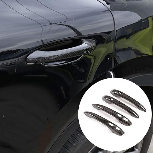 Manija de puerta exterior de fibra de carbono 100% auténtica, para Porsche Macan 2014-2020, accesorios de coche (con agujero)