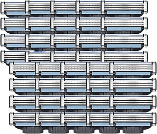 Razor Blades Refills for Mach3, Mens Razor Blades, Turbo Razor Blades Refills for Gillette, with Precision Cut Stainless Steel Blades for Gillette, for Longer Hair Hard to Shave Spots (40Pcs)