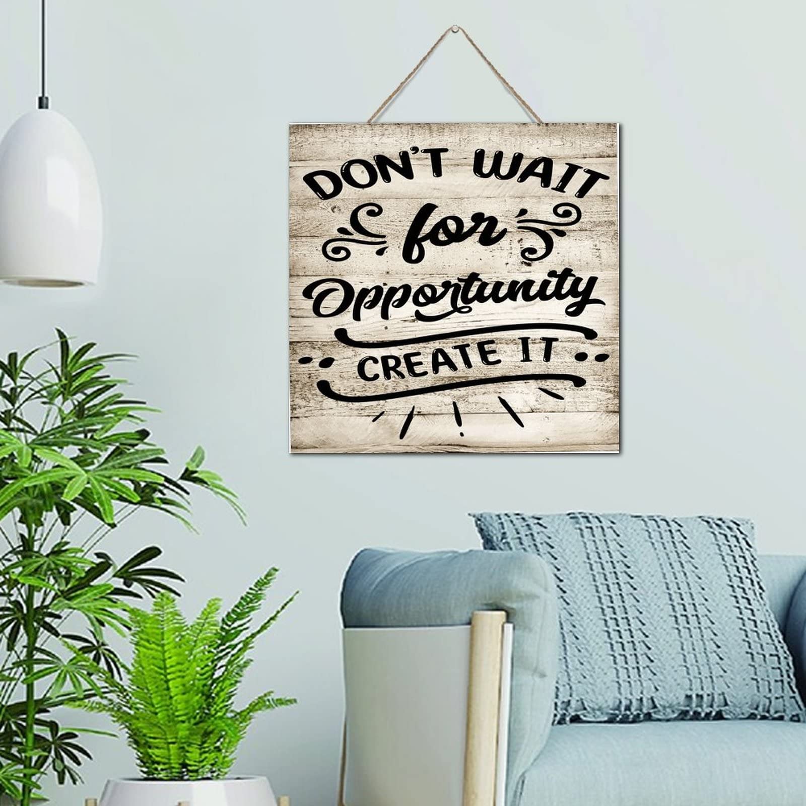Citation motivationnelle sur panneau en bois carré pour mur de chalet