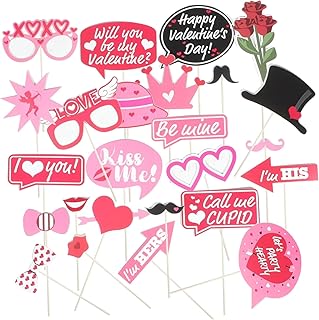 OUNONA Foto-Requisiten Für Valentinstag Requisiten Für Fotobox Party-zubehör Aus Papier Und Holz Leicht Und Robust Mit Stäben Und Klebestreifen Romantische Motive Vielfältige Formen Für i