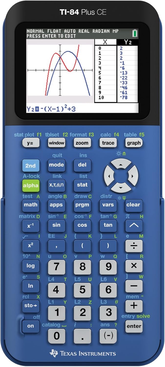 Texas Instruments TI-84 Plus CE Blueberry Graphing Calculator (Renewed)