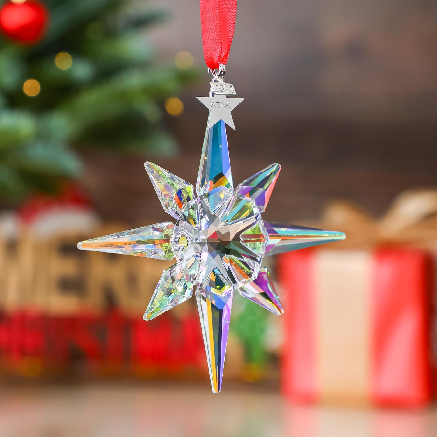 2025 Crystal Star Ornaments Glass Nativity Christmas Snowflake for Christmas Tree Hanging Pendant Colorful Crystal Sun Catcher Home Decor - Image 3
