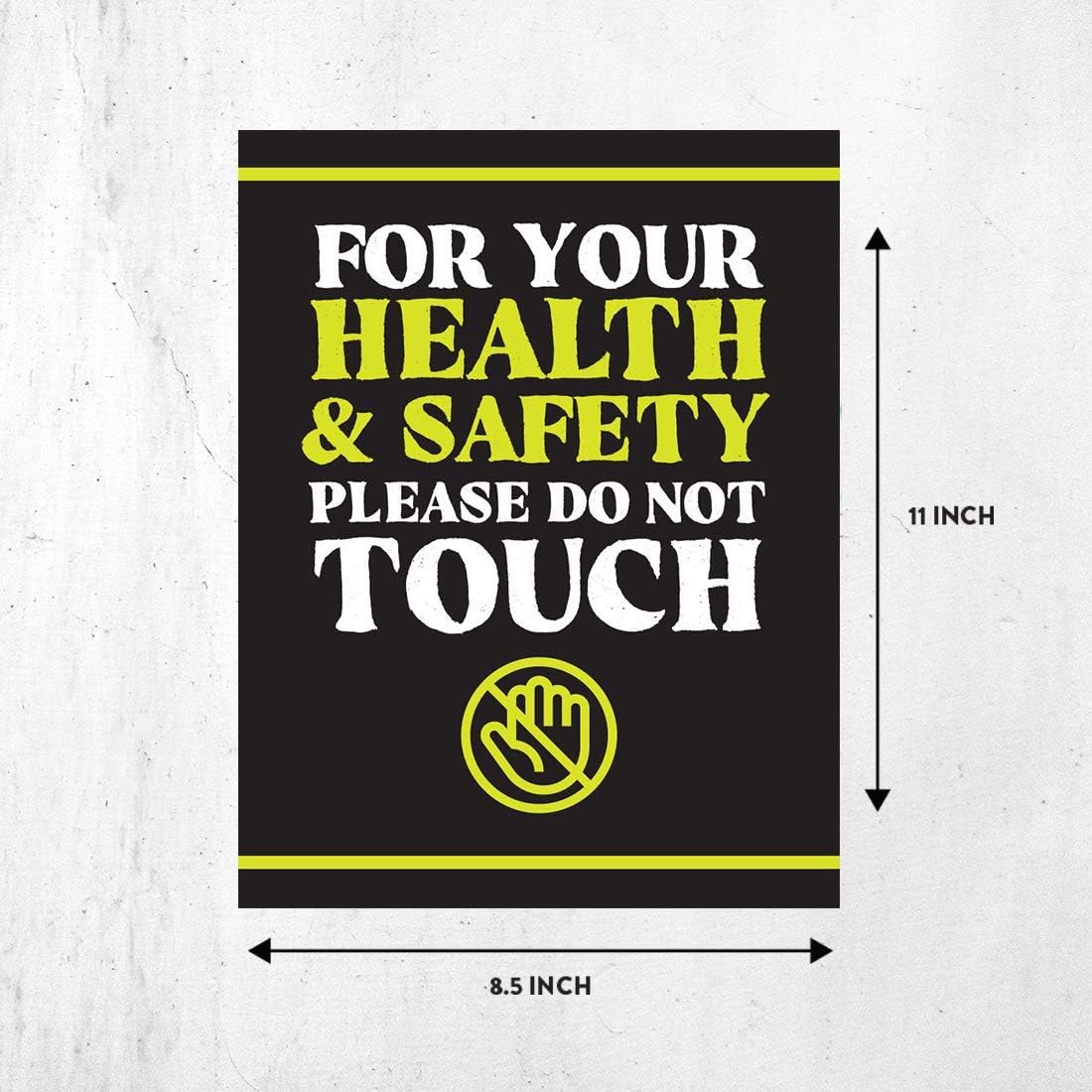 Andaz Press Social Distancing Safety First For Your Health & Safety, Please Do Not Touch Green/Black Business Signs, 10-Pack 8.5" x 11" Labels, Vinyl Sticker Decals