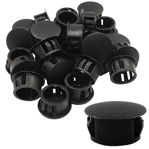 30 tapones de plástico para agujeros, 58 pulgadas (0.630 in), color negro, para muebles y postes de esgrima, ideales para gabinetes y agujeros de