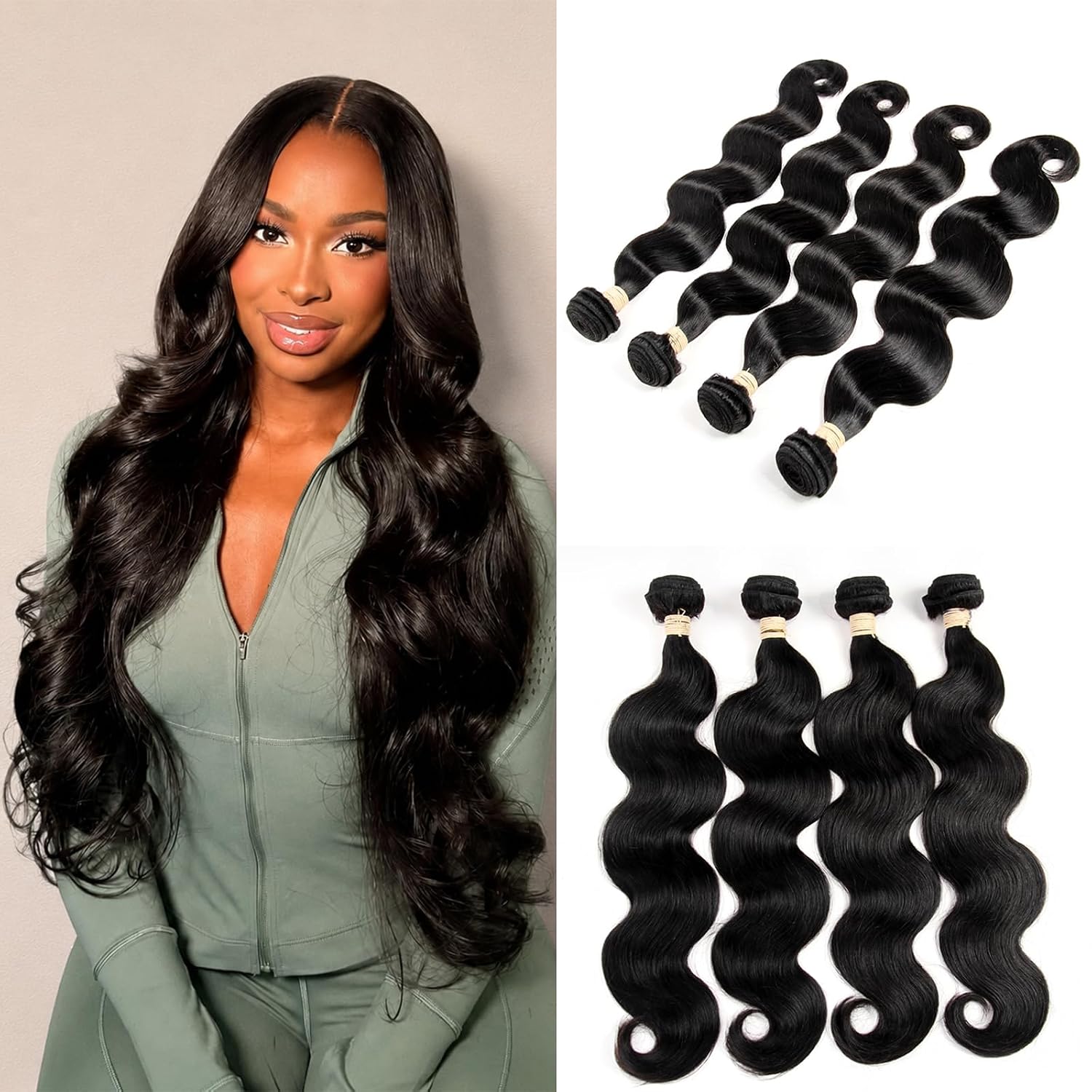 12A Brazilian Human Hair Bundles 26 inch Body Wave 1 Bundle Virgin Hair Bundles Body Wave Human Hair Sew in Weave Natural Black Color Hair