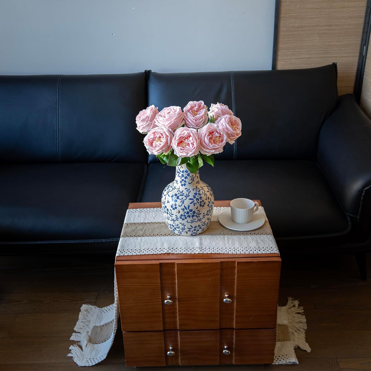 DUYONE Fake Flowers for Decoration Home Decor Artificial Flowers Austin Rose Peony Latex Fake Flower Living Room Decoration Vivid Pink Roses Peonies (Light Pink 4pcs)