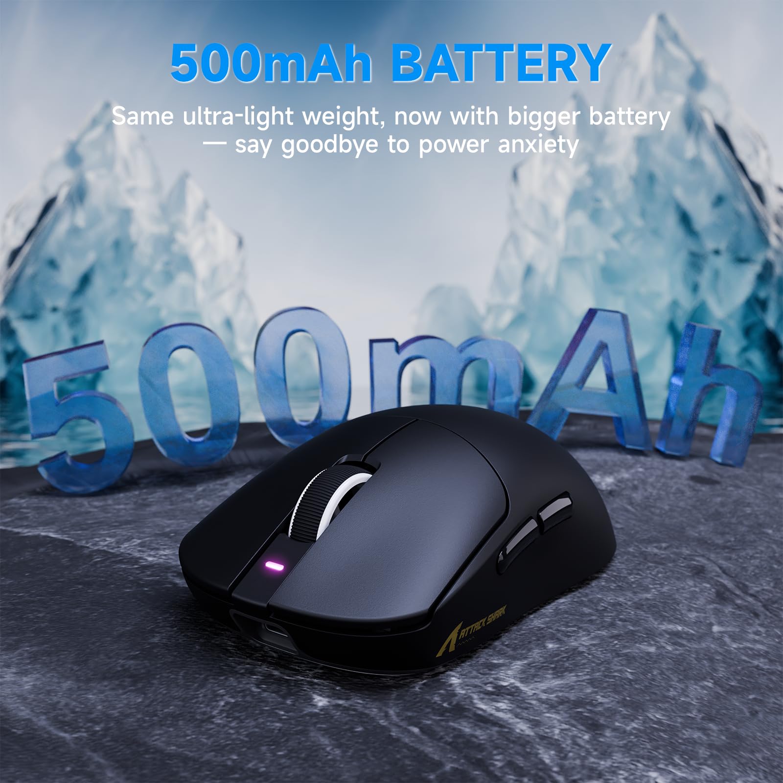 ATTACK SHARK X8 PLUS Bezprzewodowa Mysz Gamingowa z Przewodem LED C06 Ultra, 55g SUPERLEKKA, dla Dużych Dłoni, Sensor PixArt PAW3395PRO, BT/2.4G/USB, 40000 DPI, Bateria 500mAh (Czarna)