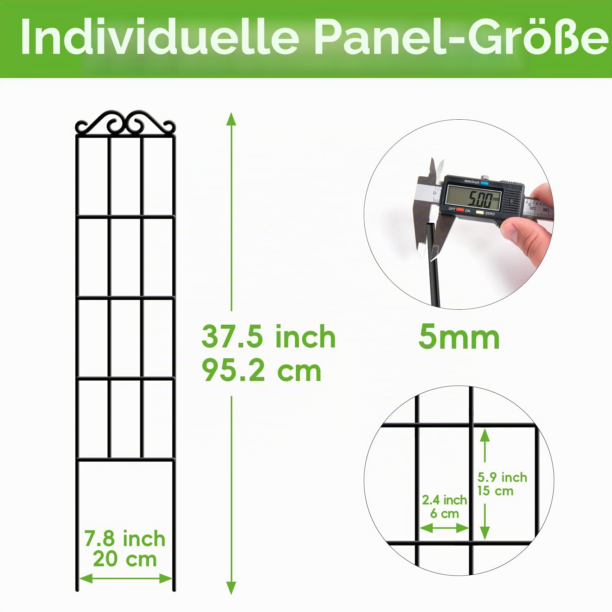 ARIFARO Metall-Gartenspalier für Kletterpflanzen 95cm (4er-Pack) Stabiles Pflanzenspalier für Topfpflanzen, Zimmerpflanzen, Kletterreben, Innen und Außen, Schwarz
