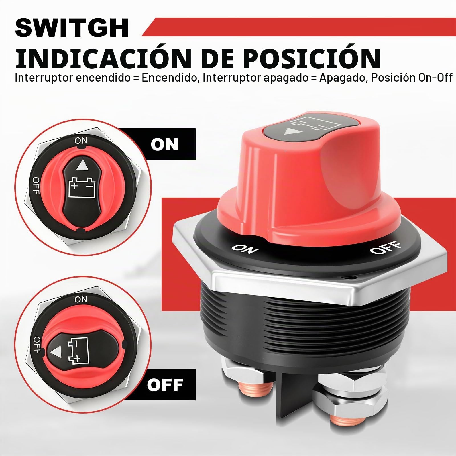 Interruptor de batería de 12 V, interruptor principal, 12 V, 24 V, 32 V, 48 V, 300 A, interruptor de batería, resistente al agua, para barco, moto, yate, coche, RV, ATV UTV vehículo