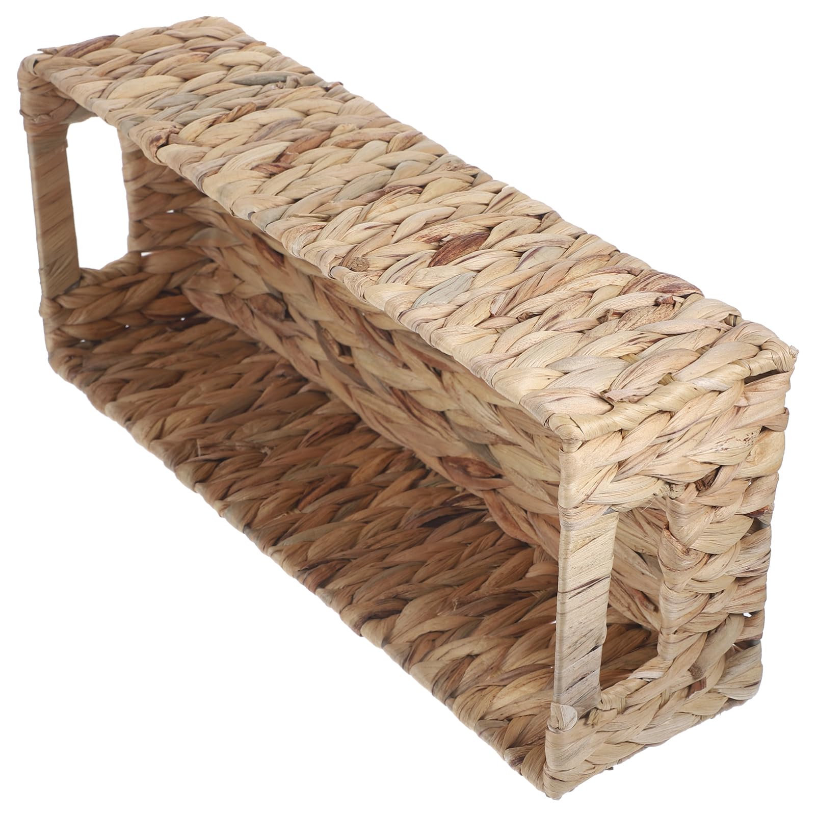LABRIMP Koszyk Do Przechowywania z Trawy Wodnej Woven Hyacinth Basket z Uchwytem Funkcjonalny Koszyk Dekoracyjny Do Biura i Domu Idealny Organizacji Drobiazgów