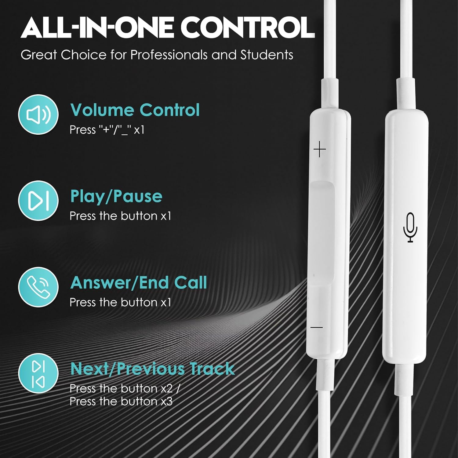2 Pack Headphones for iPhone with Microphone and Volume Control - Earbuds for Music and Phone Calls, Compatible with iPhone 7/8/X/Xs/XR/se/11/12/13/14/Pro/Pro Max, Support All iOS System — view 4
