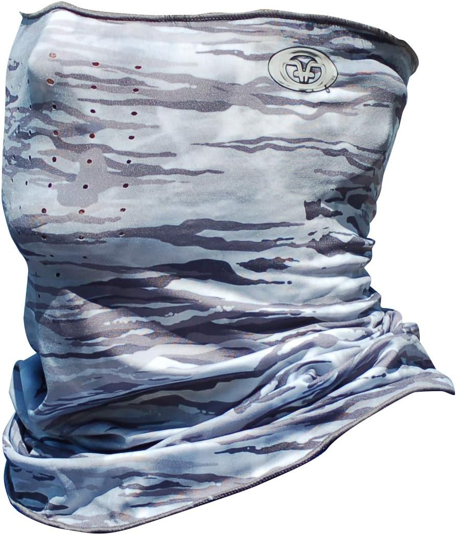 Flying Fisherman SunBandit Pro Series Neck Gaiter Mask UV50+ Protection for Fishing, Boating & Outdoor Sports, Lightweight Breathable Multi-Functional Face Cover | WATER CAMO, Gray SB1205P
