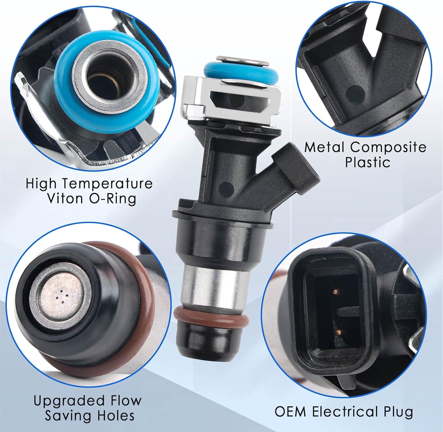 Fuel Injectors 8-Pack 4 Holes for 2000-2007 Chevy Silverado 1500-3500, Tahoe, Suburban, Express, GMC Sierra, Yukon, Savana, Envoy, Cadi Escalade, Buick V8 4.8L 5.3L 6.0L # 17113553