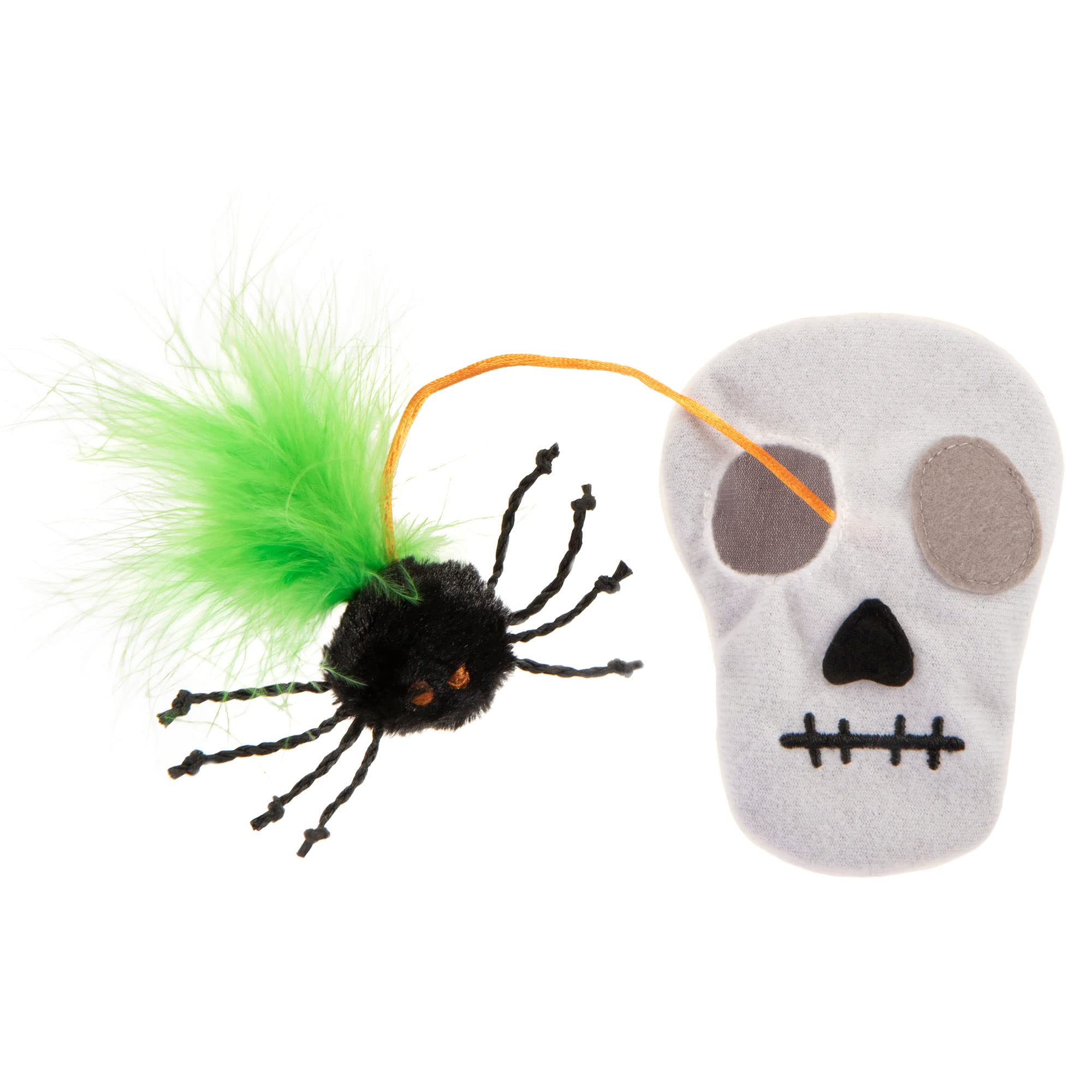 Petlinks Halloween Spider Stash Hide & Seek Plush Cat Toy - Black/White, One Size