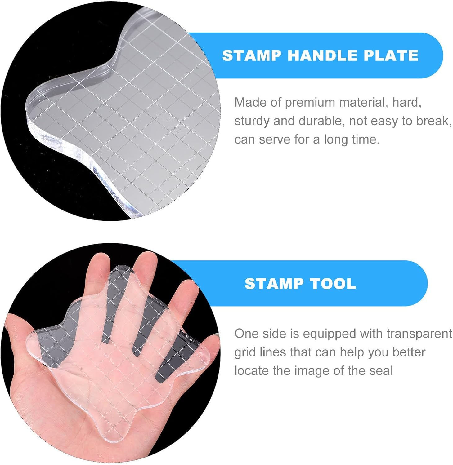 Acrylic Stamp Blocks 5pcs for Crafters and Journalers, Grid