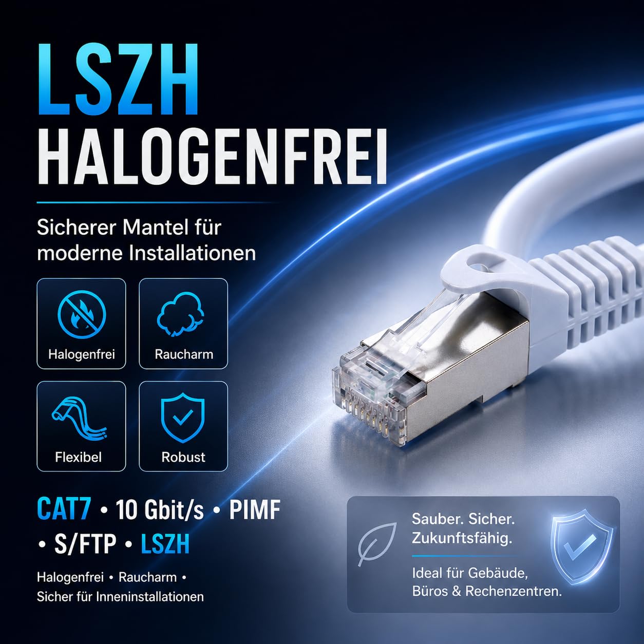 1aTTack.de CAT7 kabel LAN / 20 x 2 m - biały/kabel CAT 7 PIMF S/FTP kabel sieciowy Ethernet 10 Gbit/s z wtyczką Cat 6a RJ45 LSZH