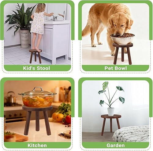 Miniatura 4 de Paquete de 4 soportes de madera para plantas para interiores y exteriores, soporte resistente para macetas de 6 a 12 pulgadas, madera de pino