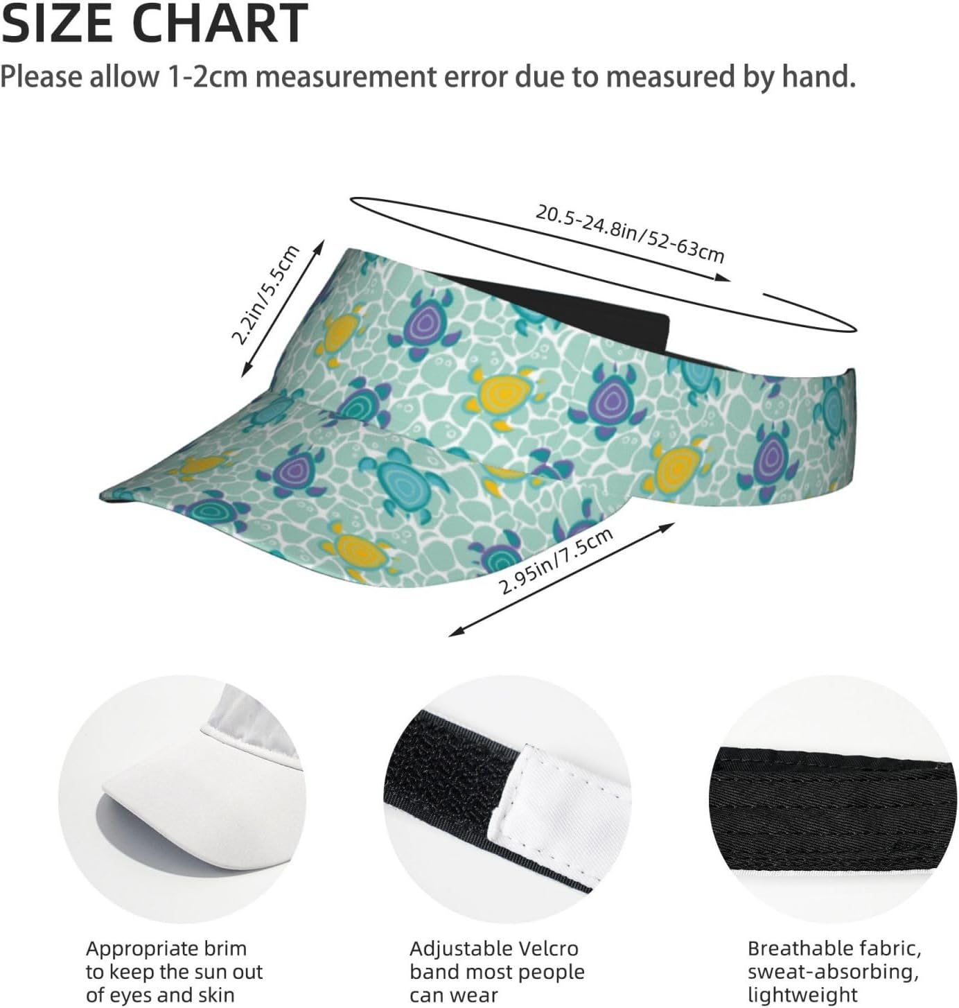 Sports Sun Visor Hats Adjustable Men Women Lightweight Packable Cooling Empty Top Visor Hat for Running, Tennis, Golf
