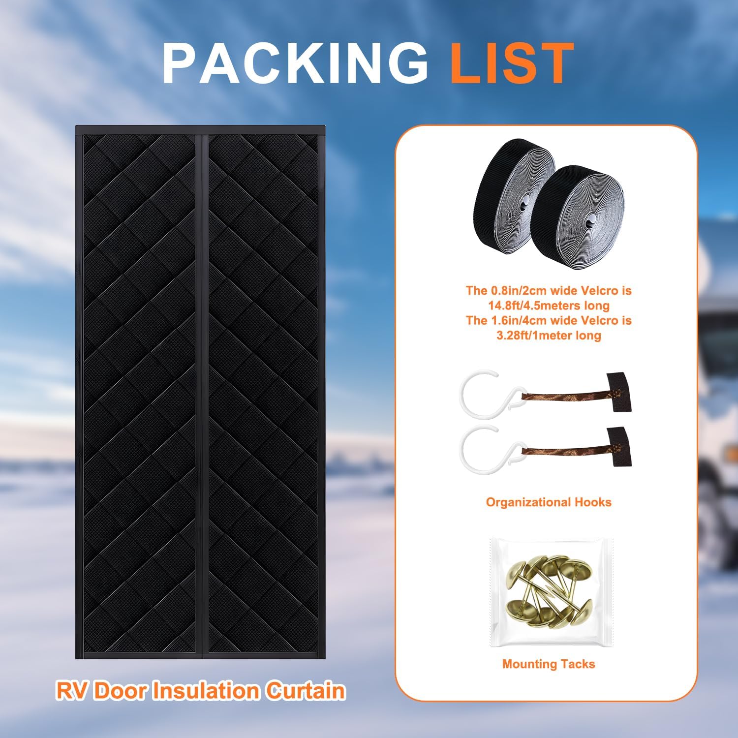 Magnetic RV Insulated Door Cover - Thermal Curtain for Camper Trailer, Winter Door Insulation Blanket to Keep Heat in & Cold Out, Waterproof Door Curtain, 33.5" x 82.5"