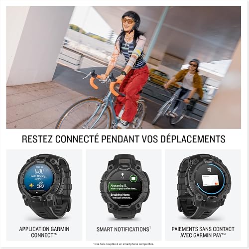 Garmin Instinct 3, AMOLED - Montre GPS connectée et robuste avec un écran AMOLED - Noire avec bracelet noir - Boîtier 45 mm - 5