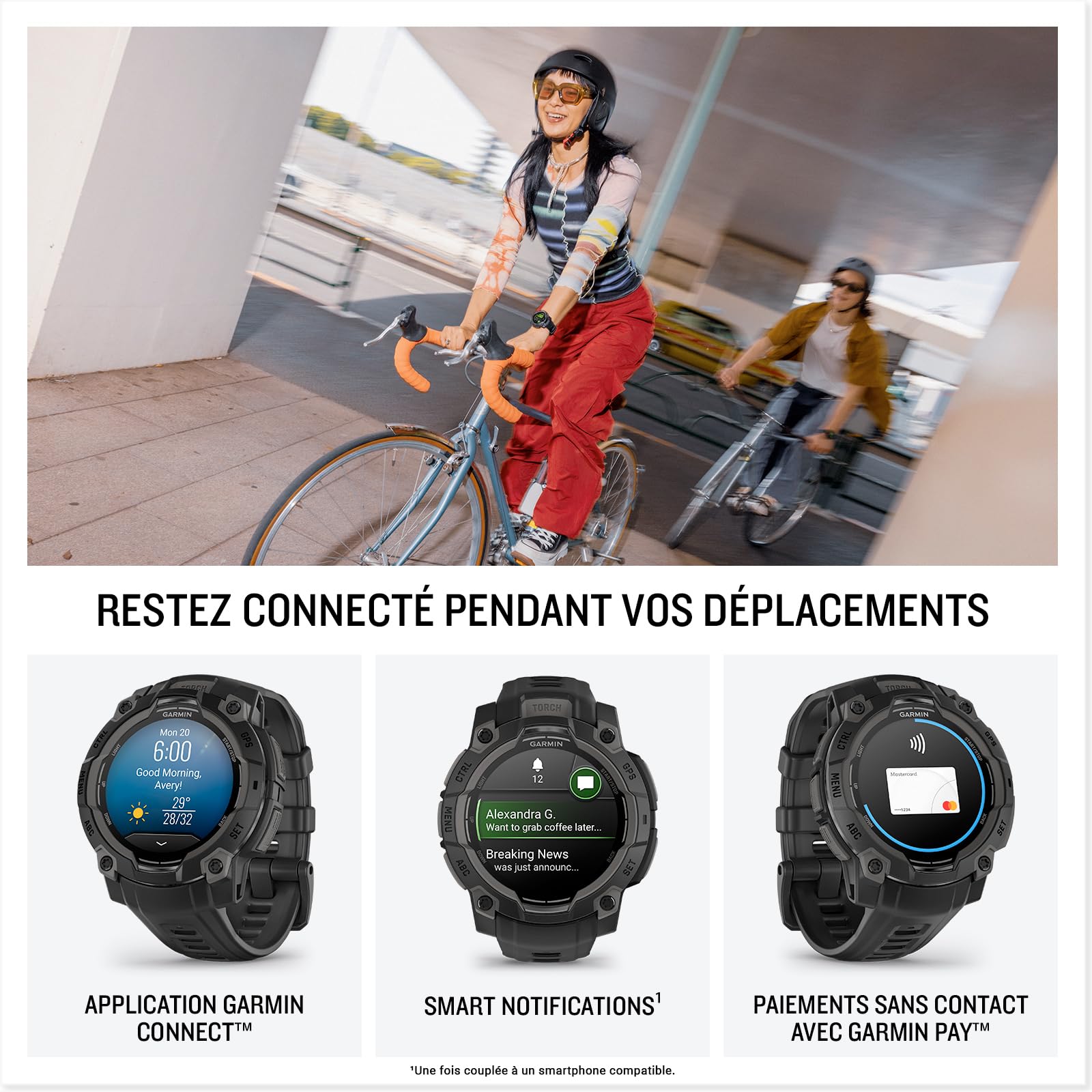 Garmin [renewed Instinct 3, AMOLED - Montre GPS Robuste et connectée – Noir avec Bracelet Noir – Boîtier 45 mm, (Reconditionné)
