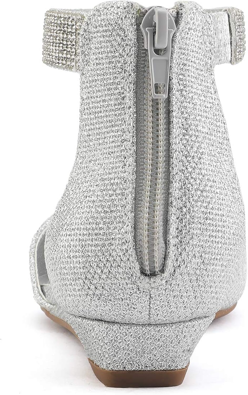 DREAM PAIRS Women's Low Wedge Ankle Strap Flats Shoes 11 Silver/Glitter