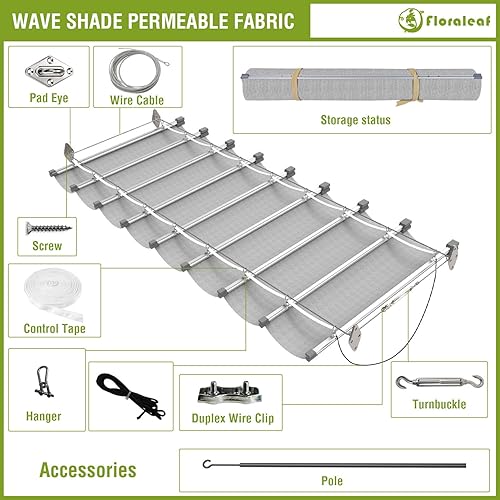 Miniatura 6 de Toldo retráctil de repuesto para pérgola de 3 x 16 pies, con accesorios para cables, para patio, porche, garaje, terraza, toldo