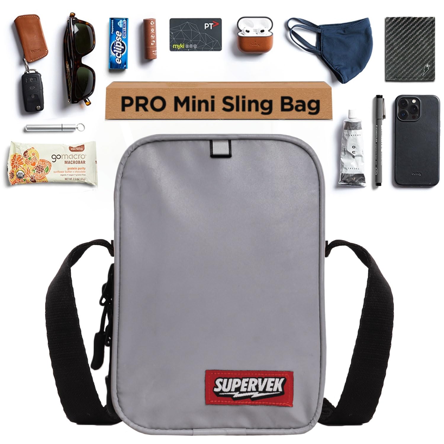 supervek Pro Small Sling Bag for Men Women Crossbody, Water-Resistant Small Side Bag for men travel Cross Body Shoulder Hand Mini Bag for men, Passport Small Bags for Mens Gifts- Streetwear Reflective-picture-48