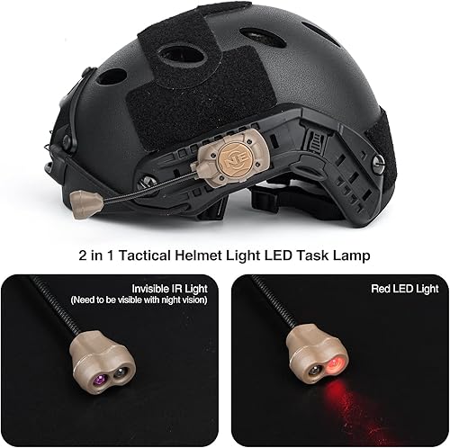 Miniatura 2 de Luz táctica militar para casco con IR + lámpara LED roja, luz de señal de supervivencia, accesorios para casco Mich Fast Molle System 0.787 in
