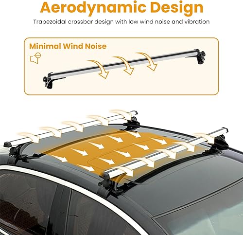 Miniatura 5 de Barras transversales universales para techo, barras transversales de aluminio de 48 pulgadas para vehículos sin rieles laterales, portaequipajes de