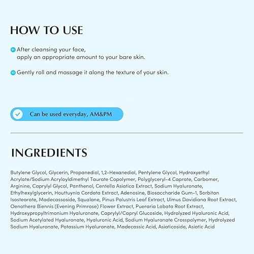 Miniatura 9 de Ampolla de piscina de 1.69 onzas líquidas, suero de ácido hialurónico para cara, impulso diario de hidratación con complejo 5-CICA, calmante para