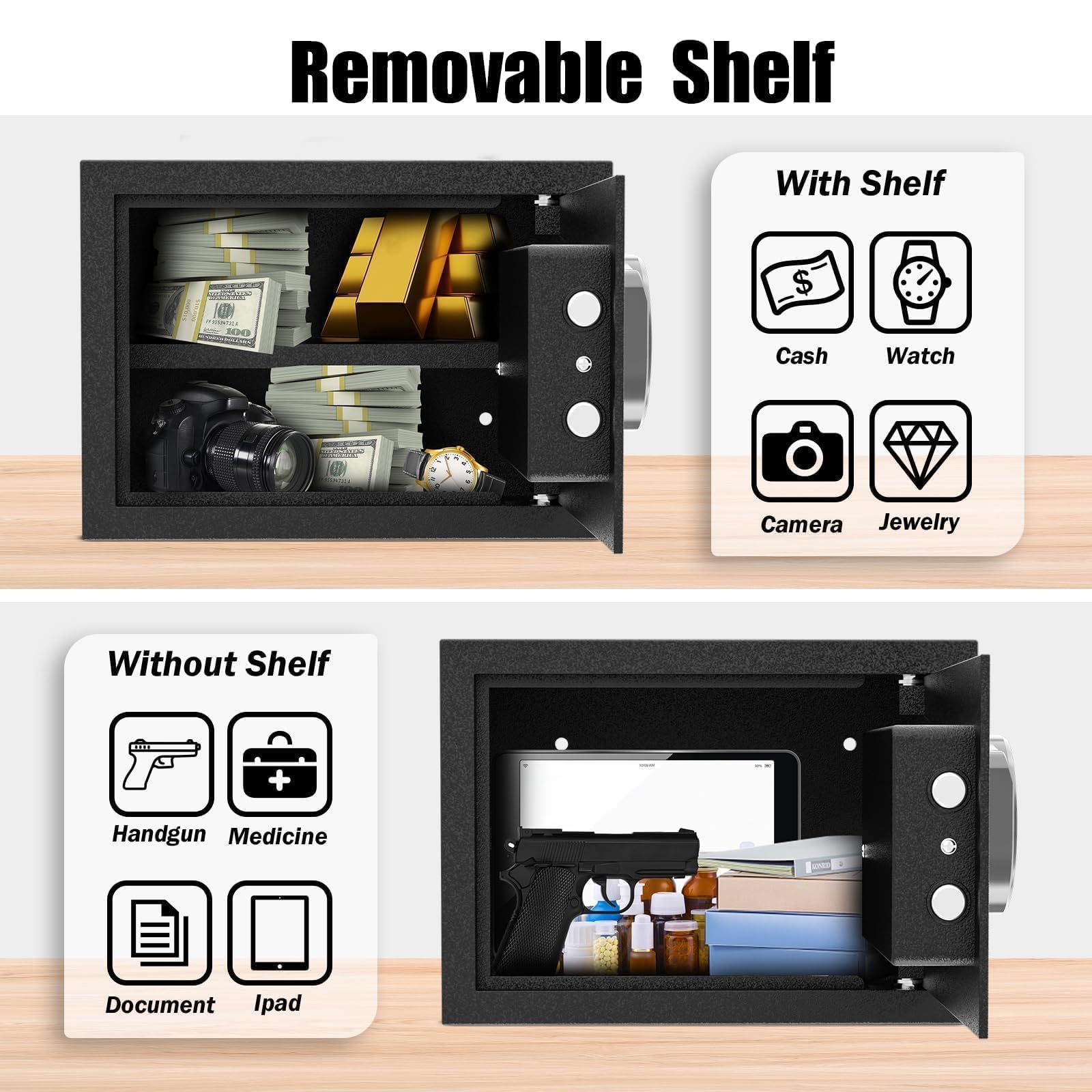 Cassaforte Digitale Piccola Con Codice - 17x23x17 Cm | Per Soldi, Gioielli E Oggetti Di Valore - Foto 2