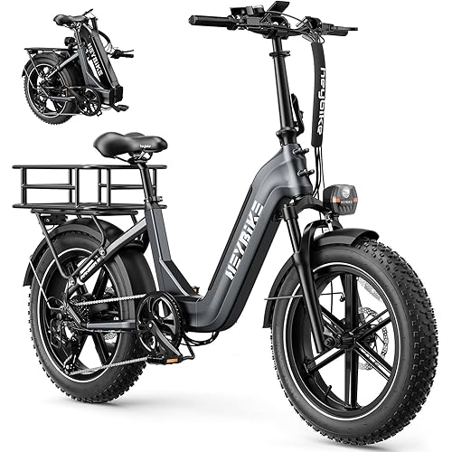 Heybike Ranger S Foldable Electric Bike for Adults, 1800W Peak Motor 32MPH, 55Miles 692WH Removable Battery, APP Control Ebike,Dual Hydraulic Brakes, 20"*4 Step-Thru Fat Tire Bicycle for Snow, Commute